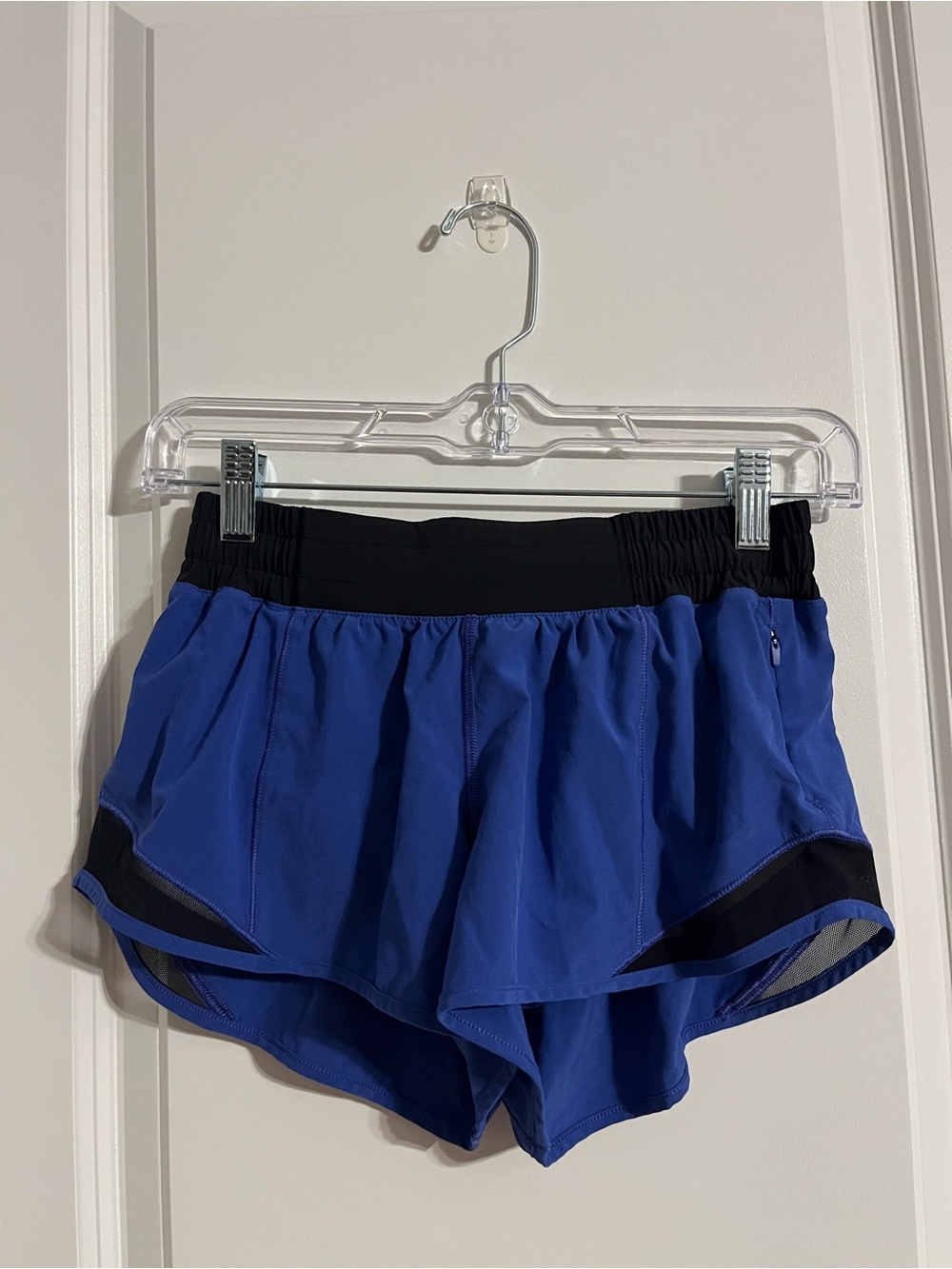 lululemon athletica Blue Athletic Shorts with Black Waistband.